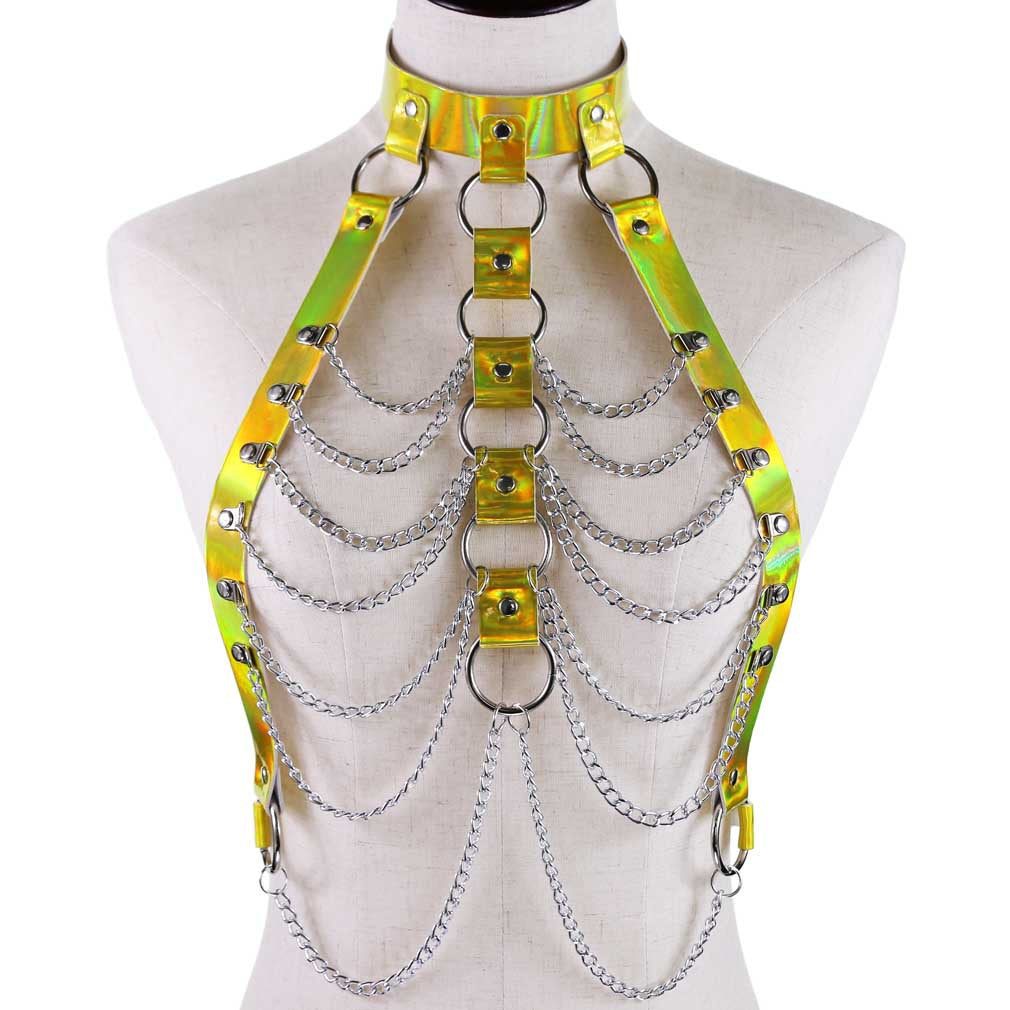 Laser Strappy Leather Metal Body Chain