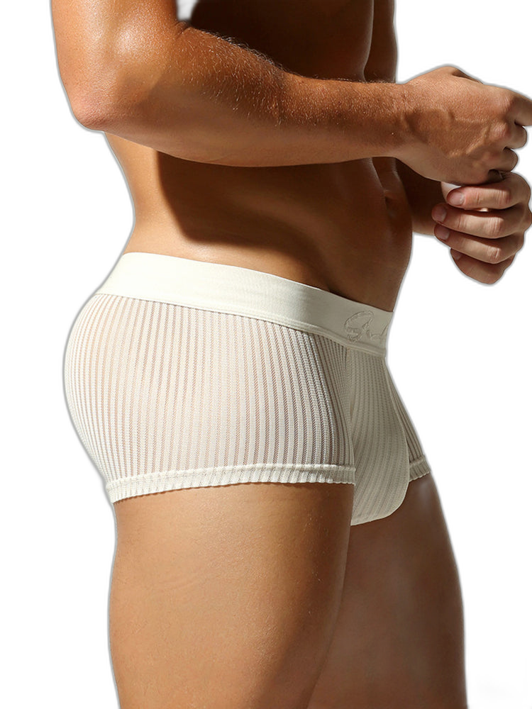 3 Pack Men's Striped Mesh Trunks with Comfort Pouch