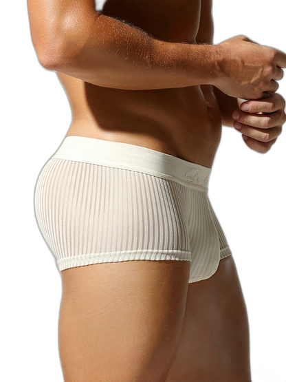 3 Pack Men's Striped Mesh Trunks with Comfort Pouch