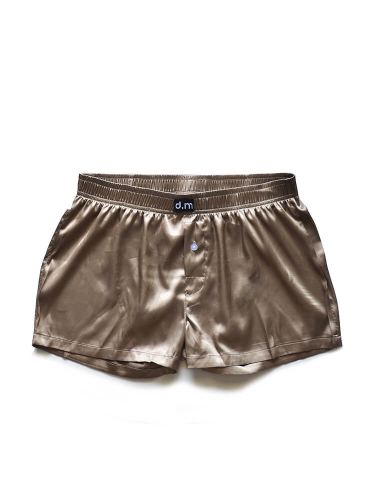 D.M Men's Loose Silky Simulated Silk Boxer Briefs