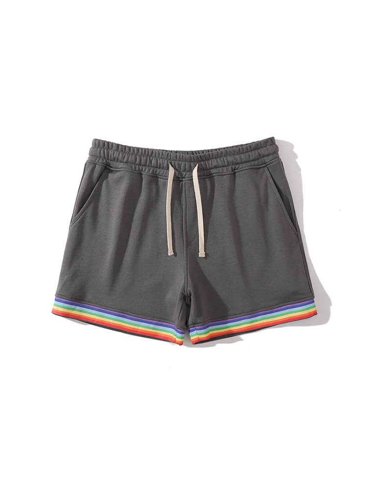 Men's Casual Solid Color Rainbow Hem Cotton Shorts