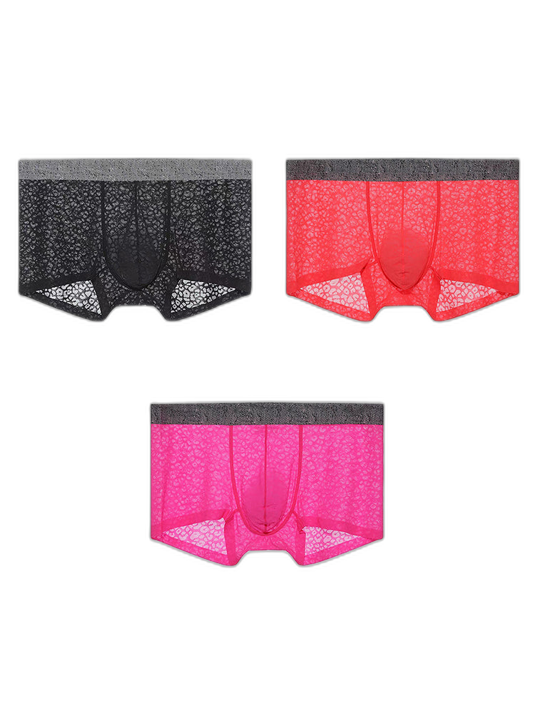 3 Pack Men's Lace Breathable Sweat-Wicking Trunks