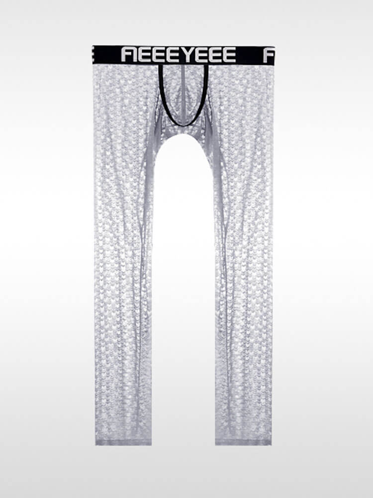 Men's Sexy Stretchy Transparent Letter Waistband Leggings
