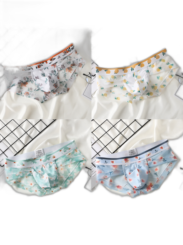 4 Pack Men’s Flower Print Pouch Briefs