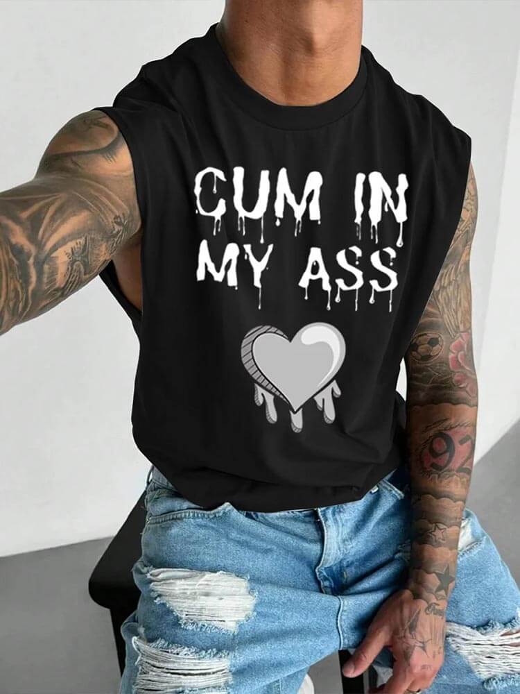 Men's LGBTQ Cum In My Ass Print Wide Shoulder Vest