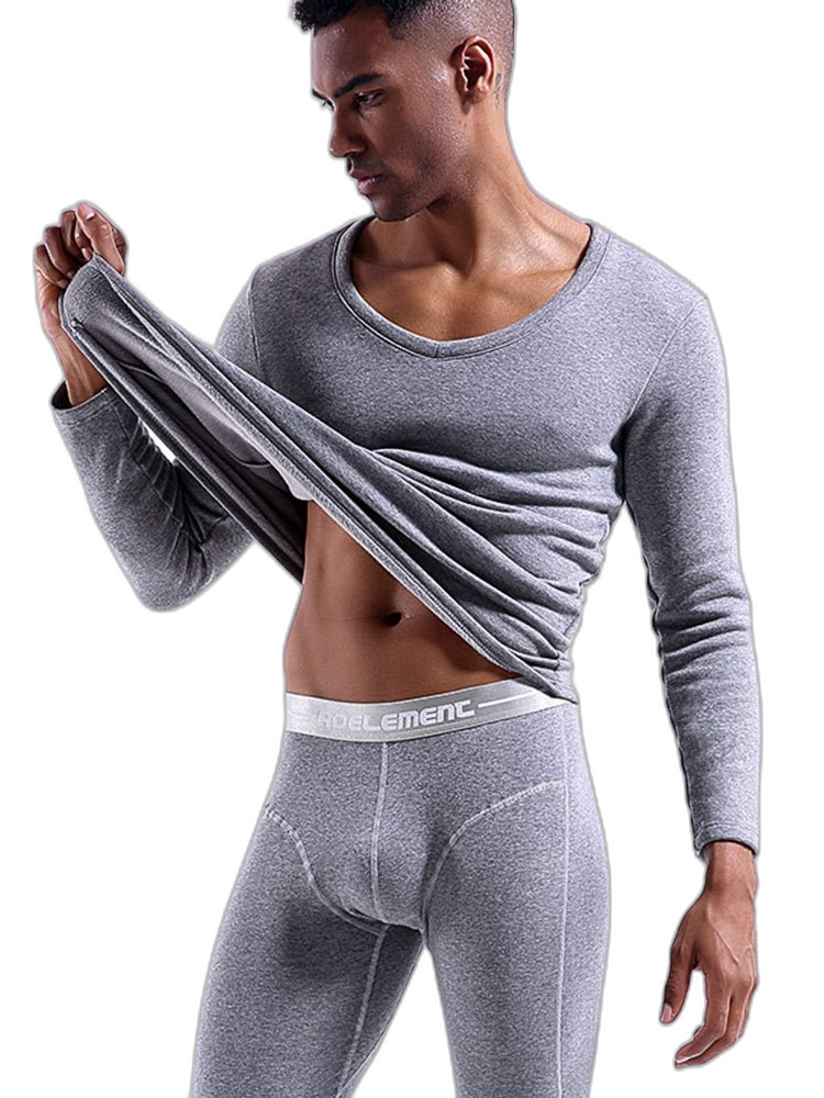 V-Neck Thermal Underwear With Fleece Lined
