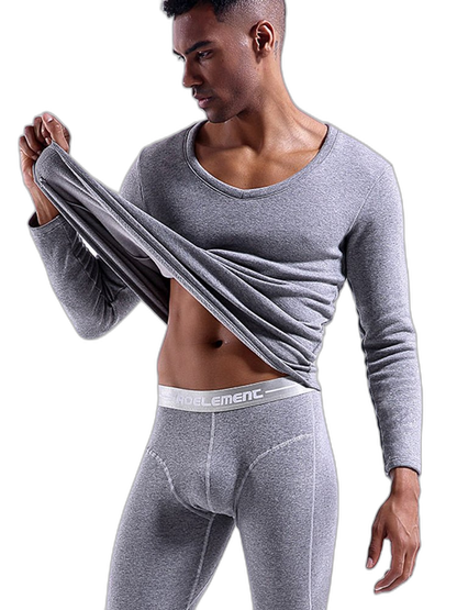 V-Neck Thermal Underwear With Fleece Lined