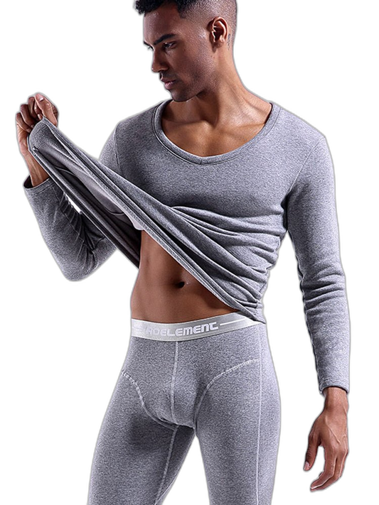 V-Neck Thermal Underwear With Fleece Lined