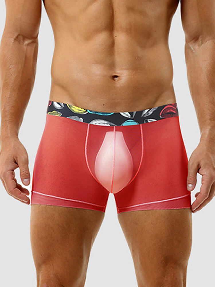 Men's Lightweight Seamless Sheer Ice Silk Boxer Briefs