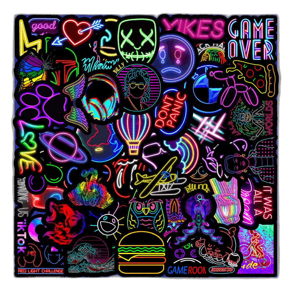 50 Neon Stickers