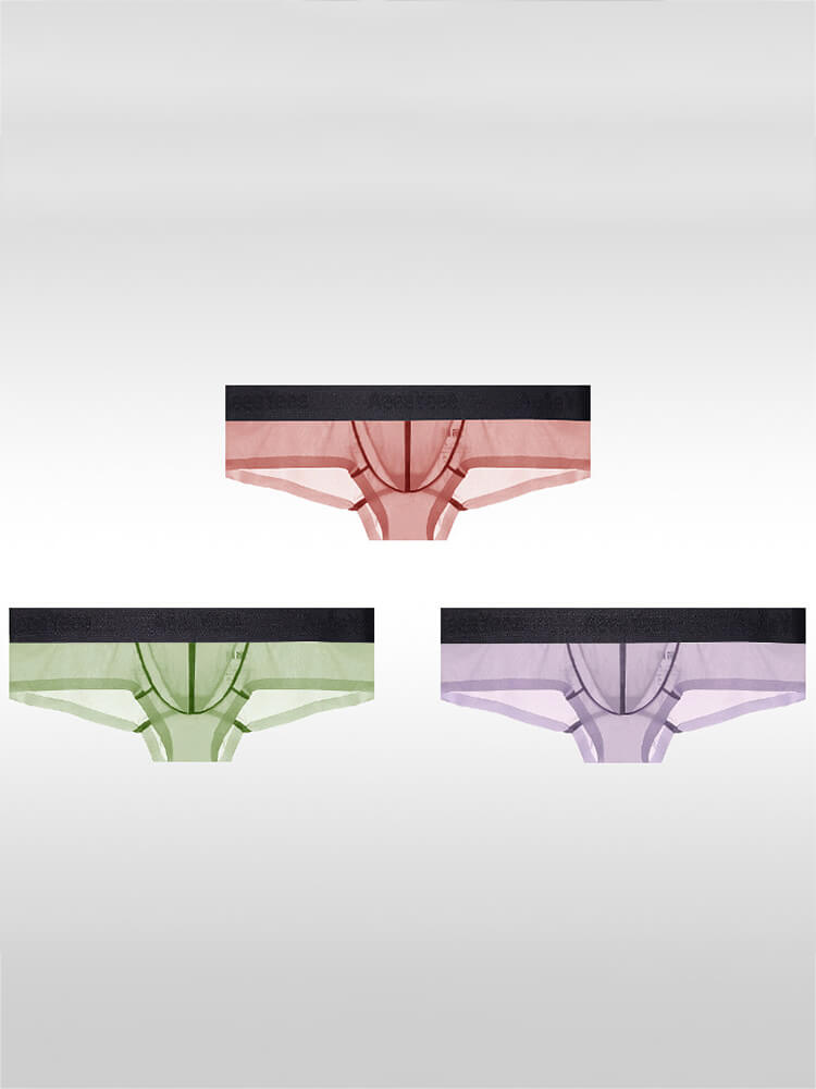 Men's Sexy Low-Rise Stretch Sheer Ice Silk Boxer Briefs