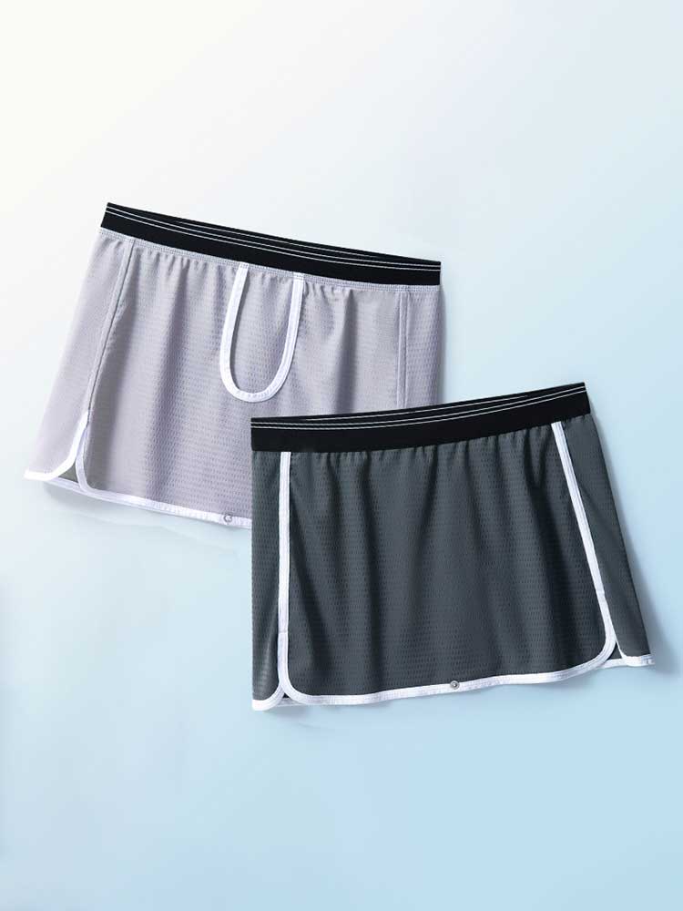 Men's Gun Bullet Separation Crotchless Skirt Trunks
