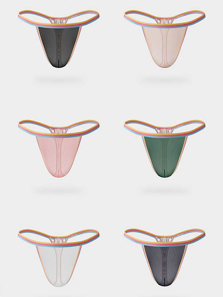 Men's Sexy Thin Sheer U-Convex Mesh Pouch Thong