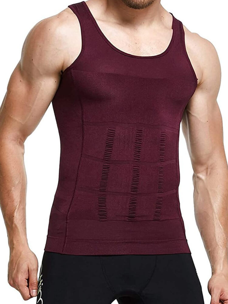 Men's Solid Color Slim Shaping Tummy Control Vest