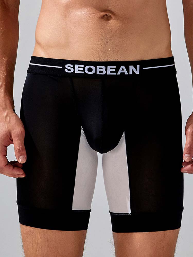 Men's Colorblock Long Nylon Boxer Briefs