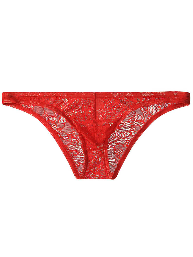 Men's Sexy Breathable Pouch Low-Rise Lace Briefs