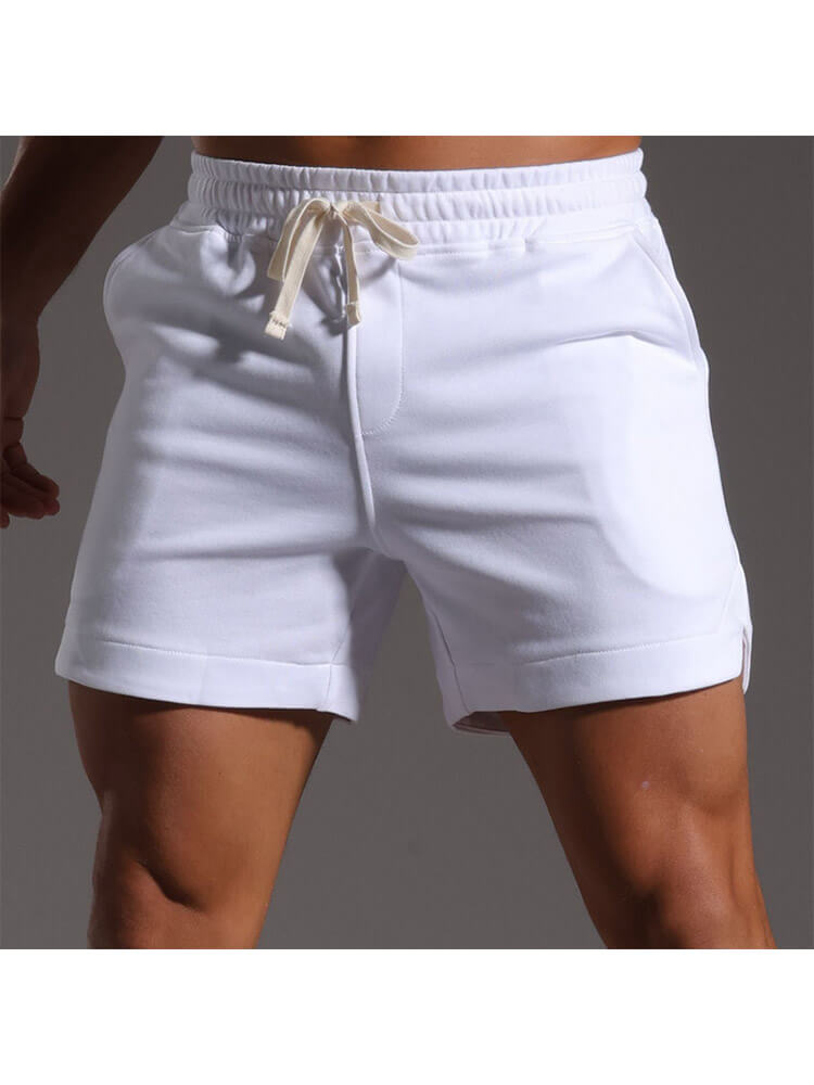 Men's Casual Fitness Running Solid Color Slits Shorts