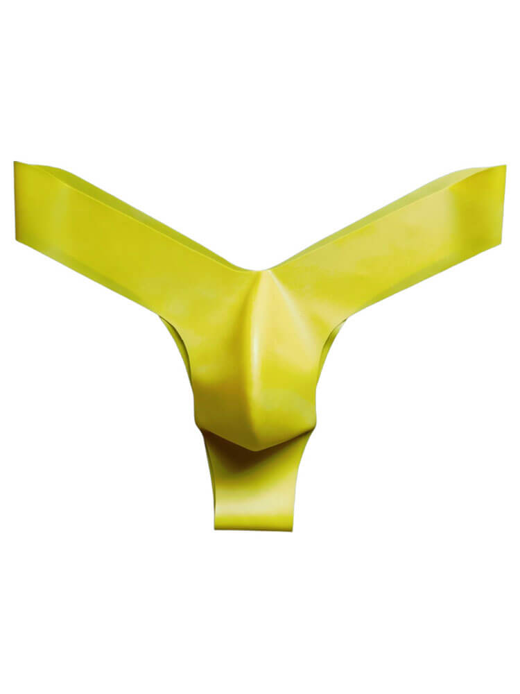Men's Semi-Transparent Seamless V-Cut Latex Thong