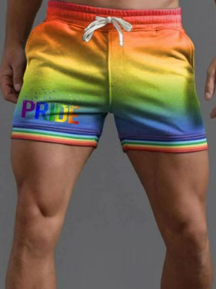 Men's Rainbow Stripes Cotton Shorts