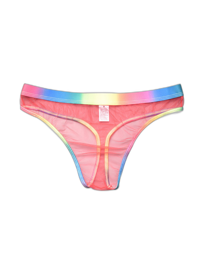 3-pack Men's Rainbow Trim Sheer Mesh Thong