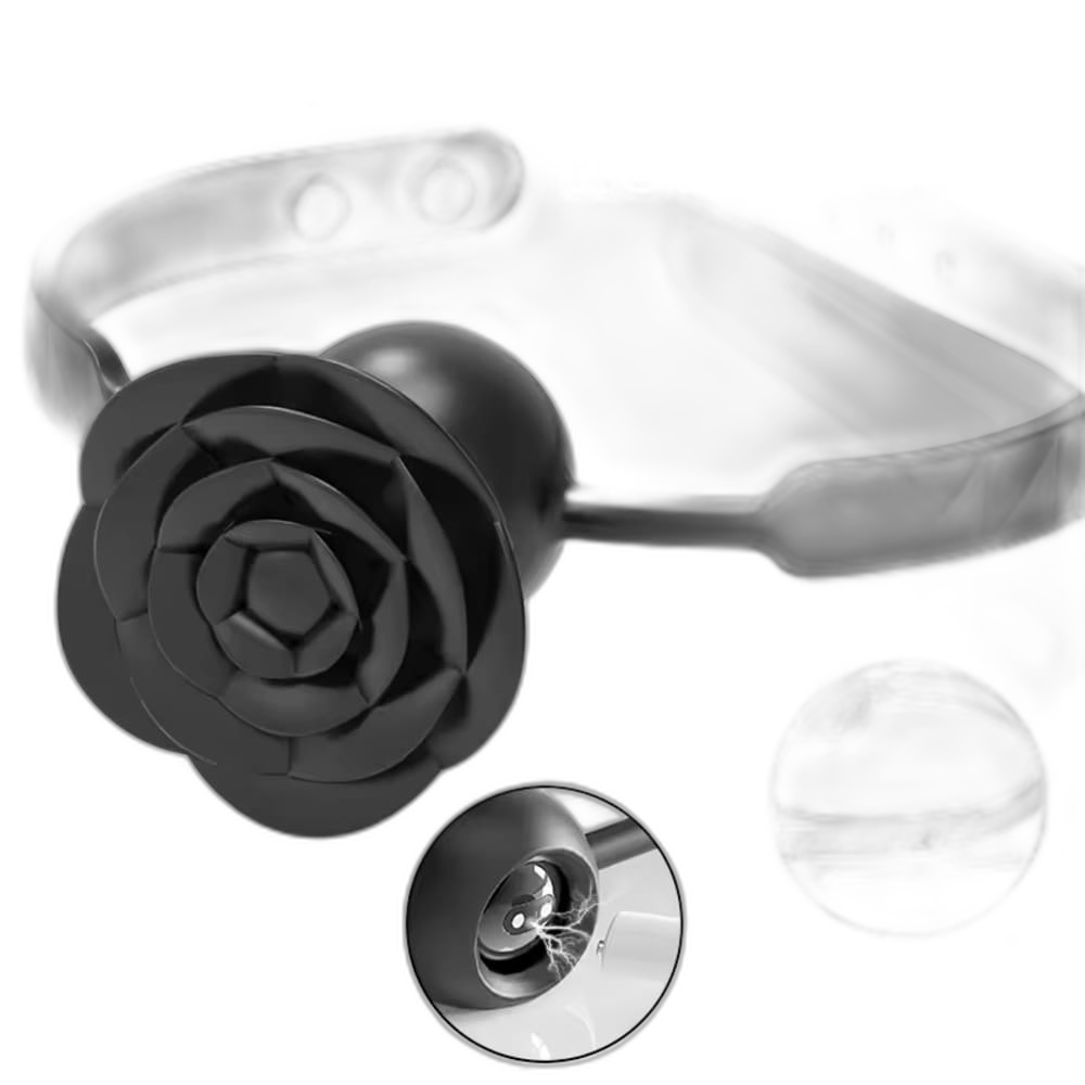 Blazing Rose - Silicone Rose Ball Gag - Vibrating Bondage Toy