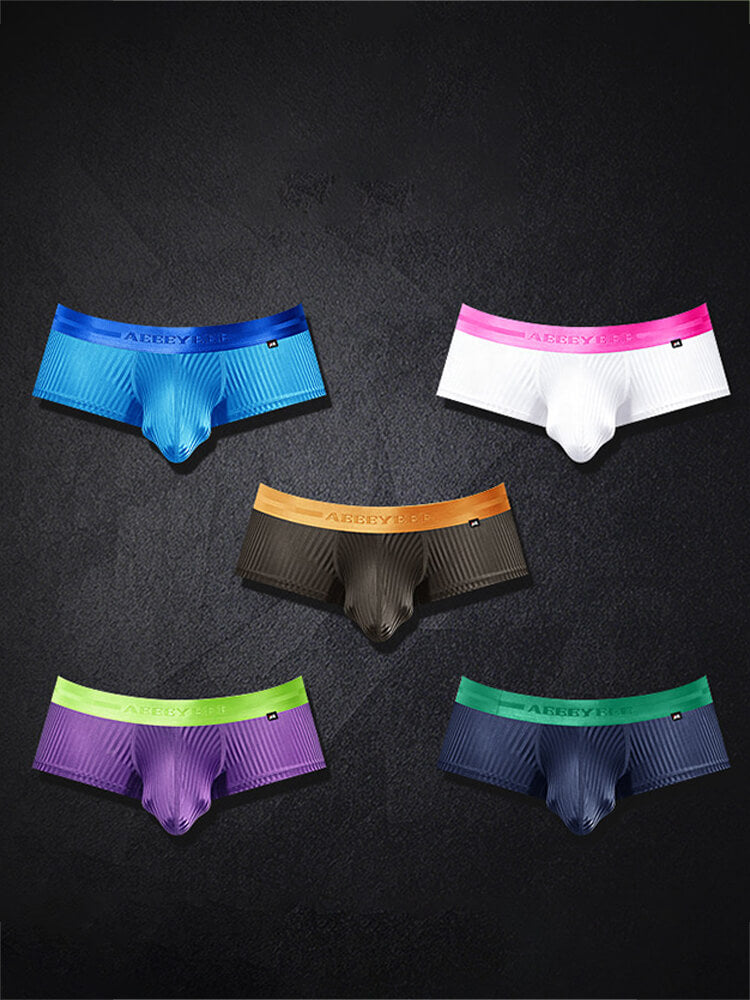 Men's Shiny Stripes Sexy Low-Rise Boxer Briefs