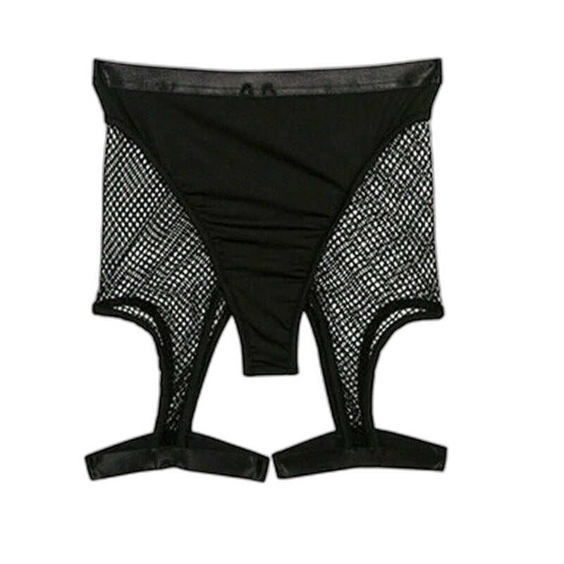 High-Waist Hallow Mesh Garter Shorts