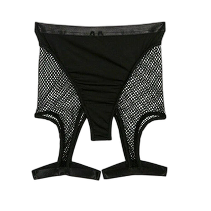 High-Waist Hallow Mesh Garter Shorts