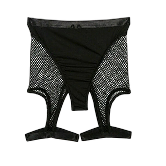 High-Waist Hallow Mesh Garter Shorts