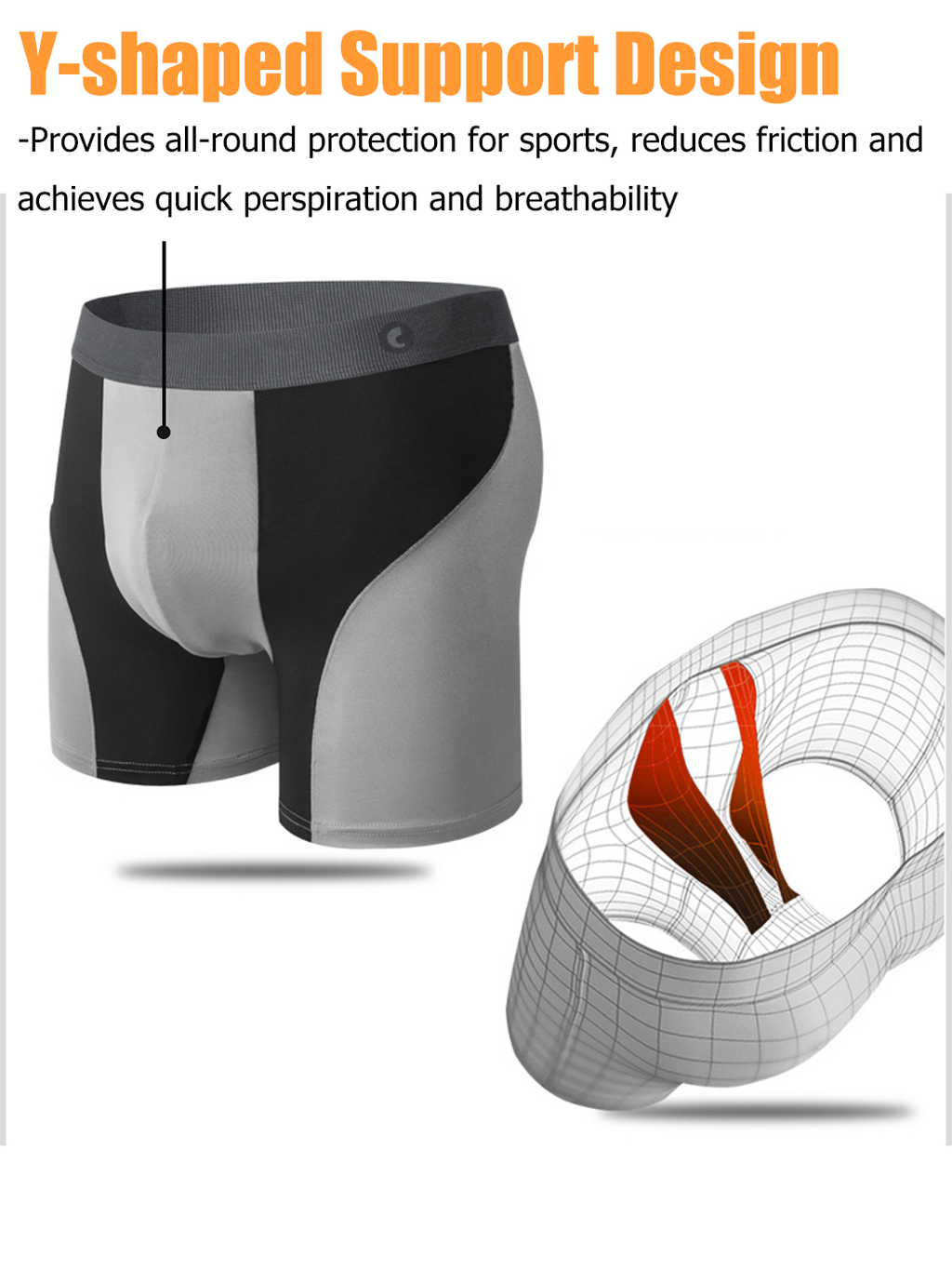 Breathable Sports Boxer Briefs with Open Fly