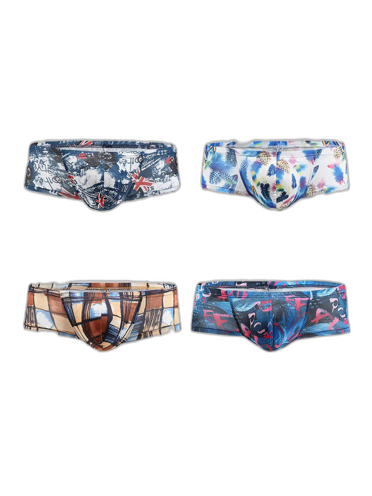4 Pack Men's U-Pouch Low-Rise Moisture-Wicking Trunks