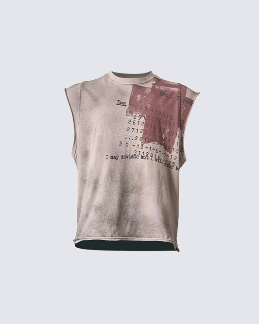 Printed Distressed Washed Loose Cropped NewTank Top