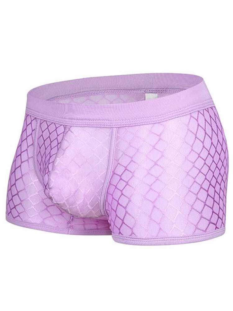 Men's Sexy Mesh Checkered See-Through Boxer Briefs