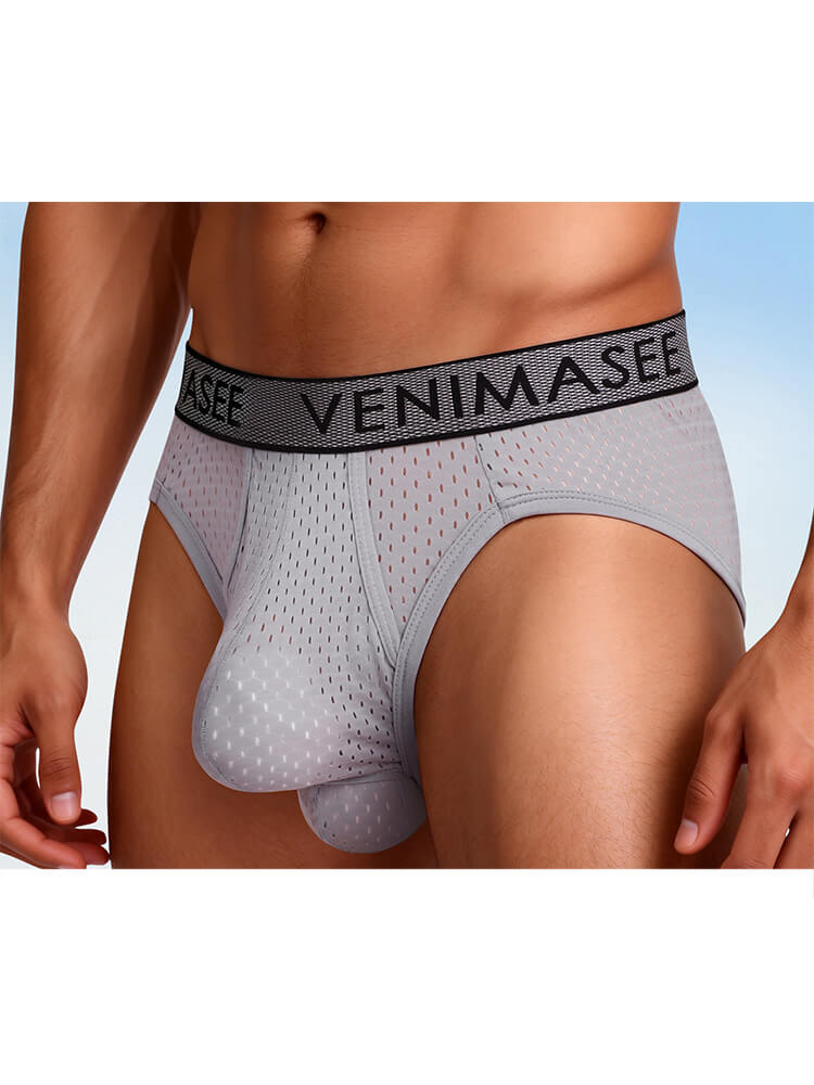 Men's Separated-Pouch Ice Silk Mesh Breathable Briefs