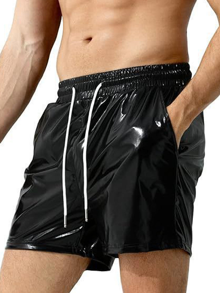 Men's Shiny Leather Shorts 