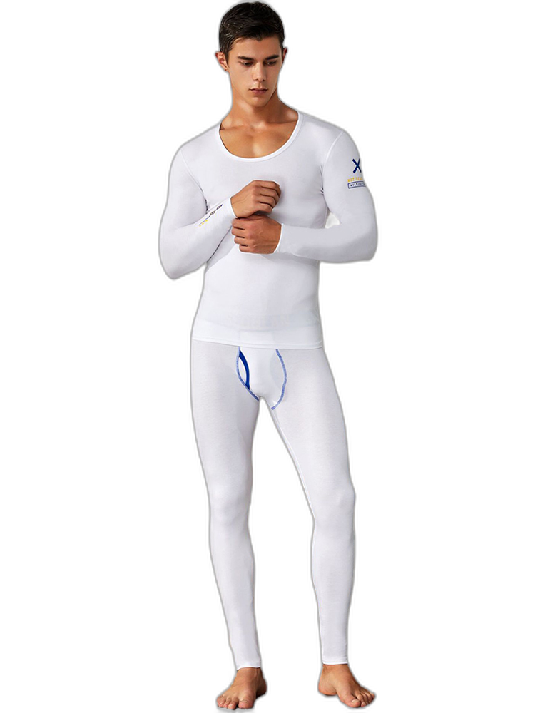 Men's Splicing Lines Cotton Thermal Underwear Set