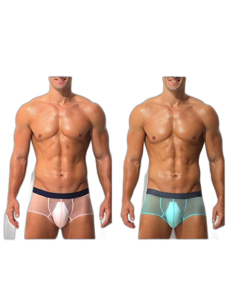 Men's Transparent Sexy Ice Silk Seamless Boxer Briefs