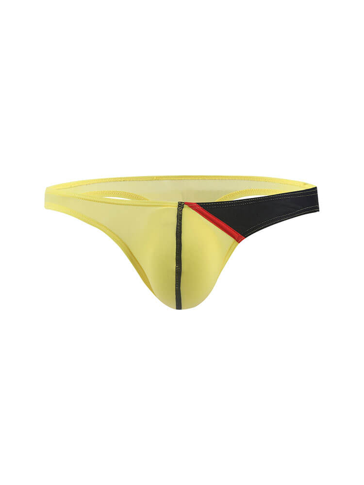 Men's Sexy Low-Rise Color-Block Ice Silk Thong