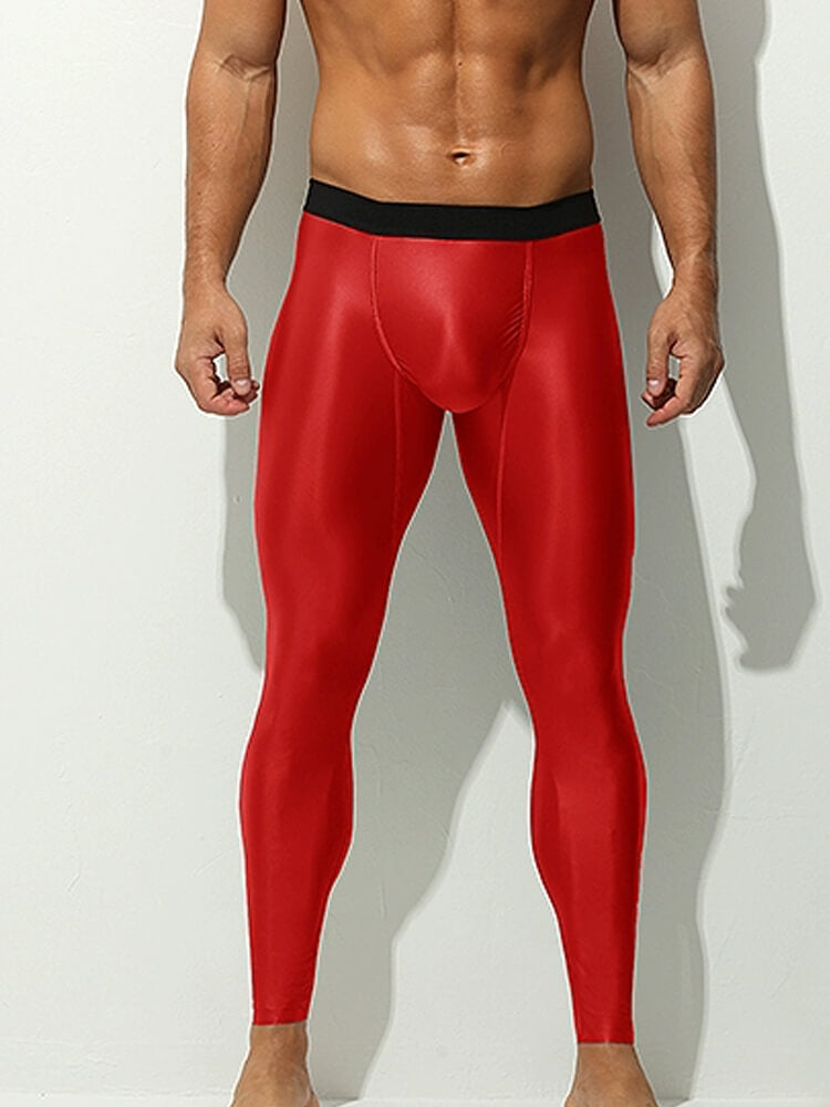 Men's Sexy Oily Shine Shaping Sports Tight Pants
