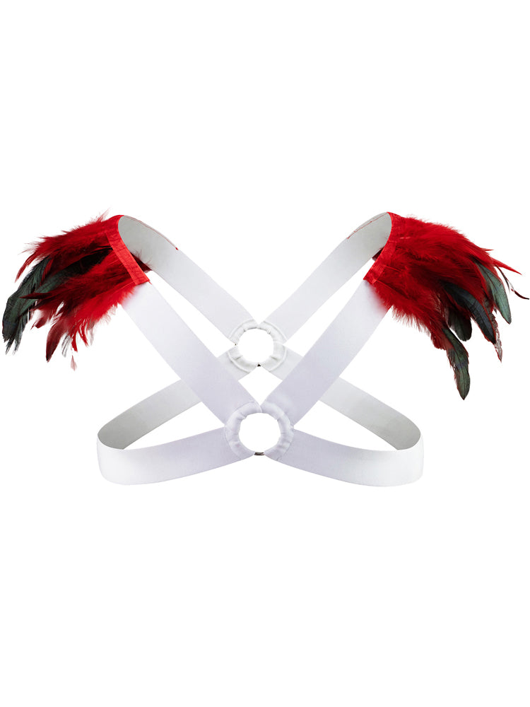 Men's Feather Decorative Sexy Tight Harness Strap