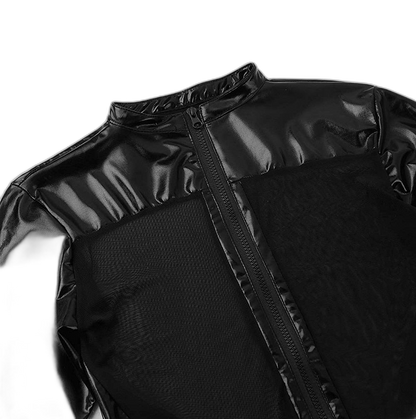 PVC Leather Mesh Kink Bodysuit