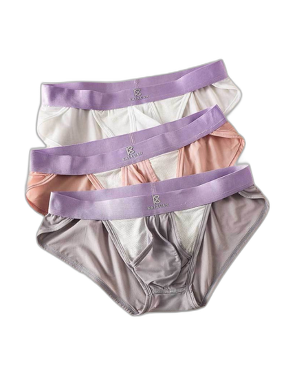 3 Pack Men's Ice Silk Breathable Mesh Low-Rise Classic Briefs