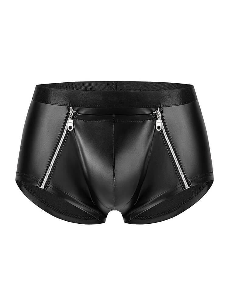 Men's Matte Double Zipper Open Pouch Shorts