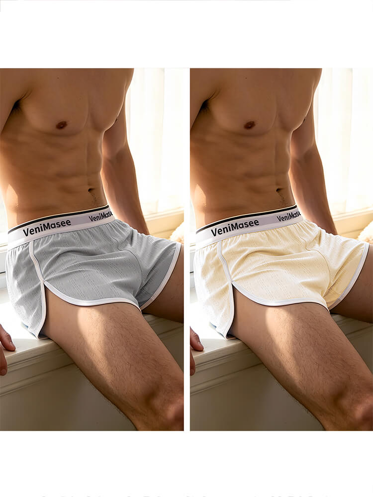 Men's Loose-Fit High Side Slits Cotton Boxer Briefs
