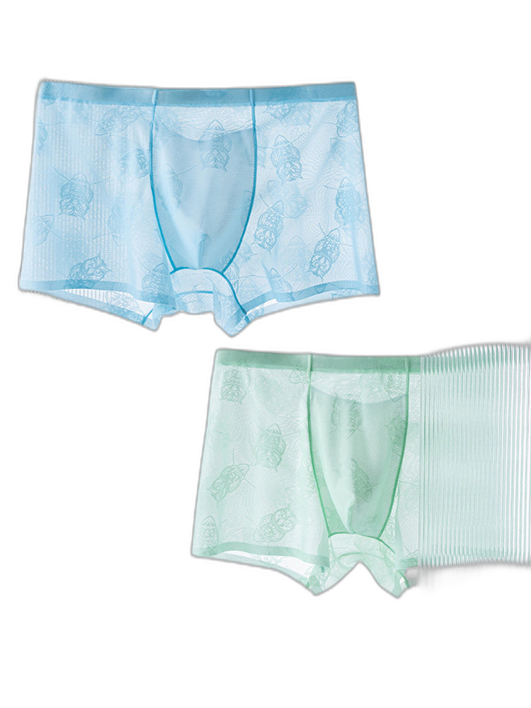4 Pack Men's Ice Silk Antibacterial Mid-Rise Seamless Comfort Trunks