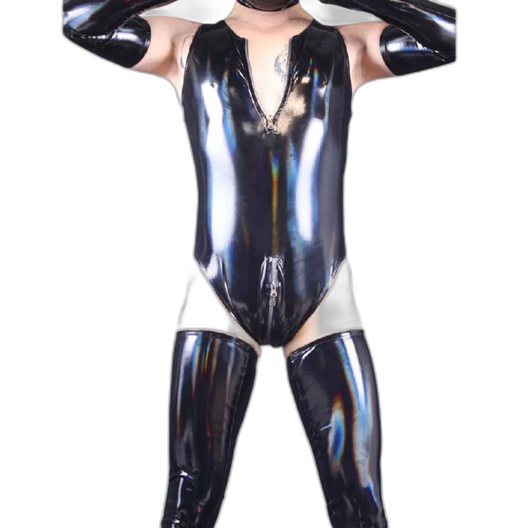 Men's Sexy Latex Corset Bodysuit Outfit
