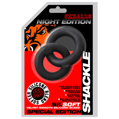 Oxballs Shackle Double Linked Cock/Ball Rings Plus Siliconet Special Edition Night