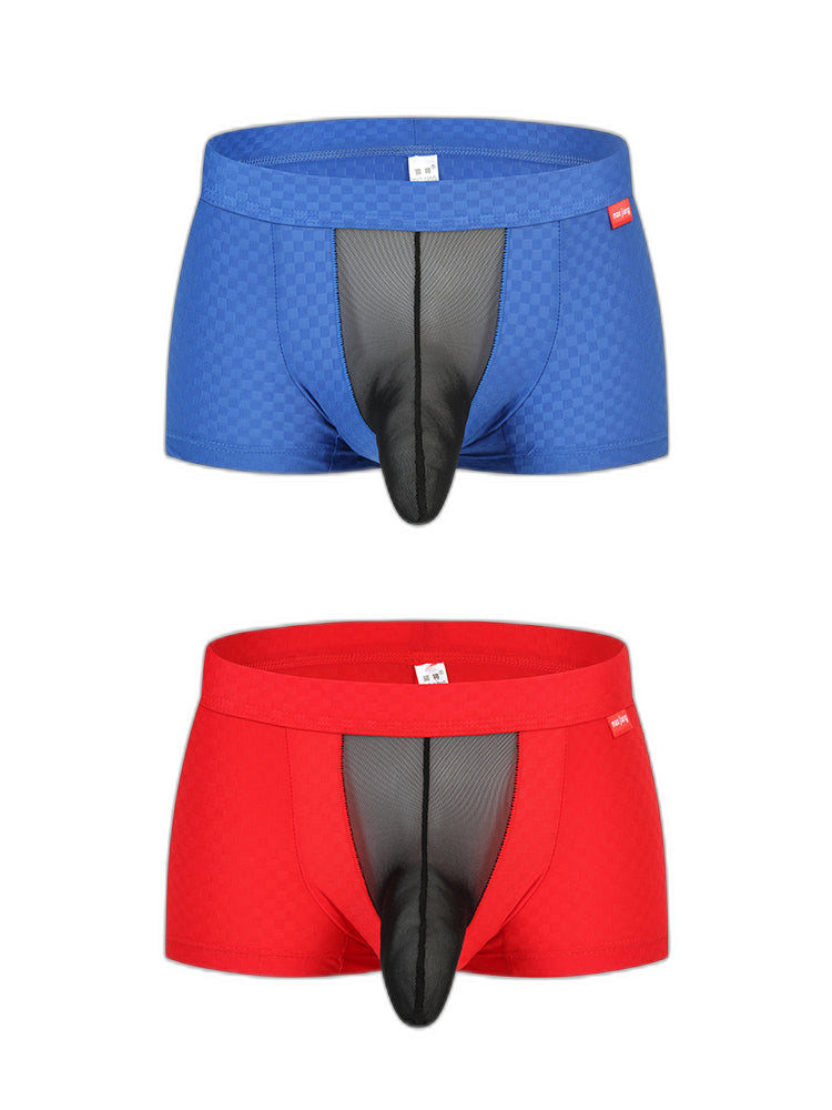 Men's Low-Rise Mesh Trunks – Breathable Nylon with 3D Pouch Support