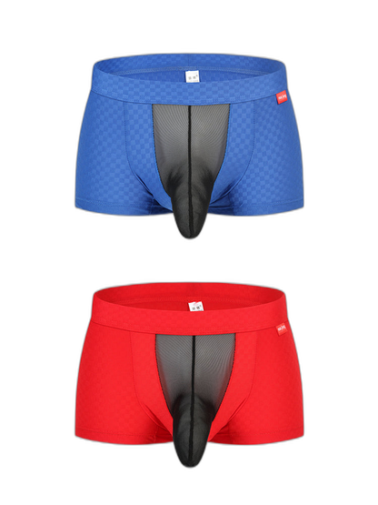 Men's Low-Rise Mesh Trunks – Breathable Nylon with 3D Pouch Support