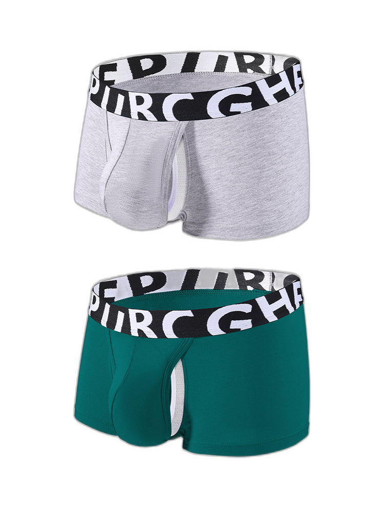 2 Pack Men's Separated Pouch Side Vent Design Trunks